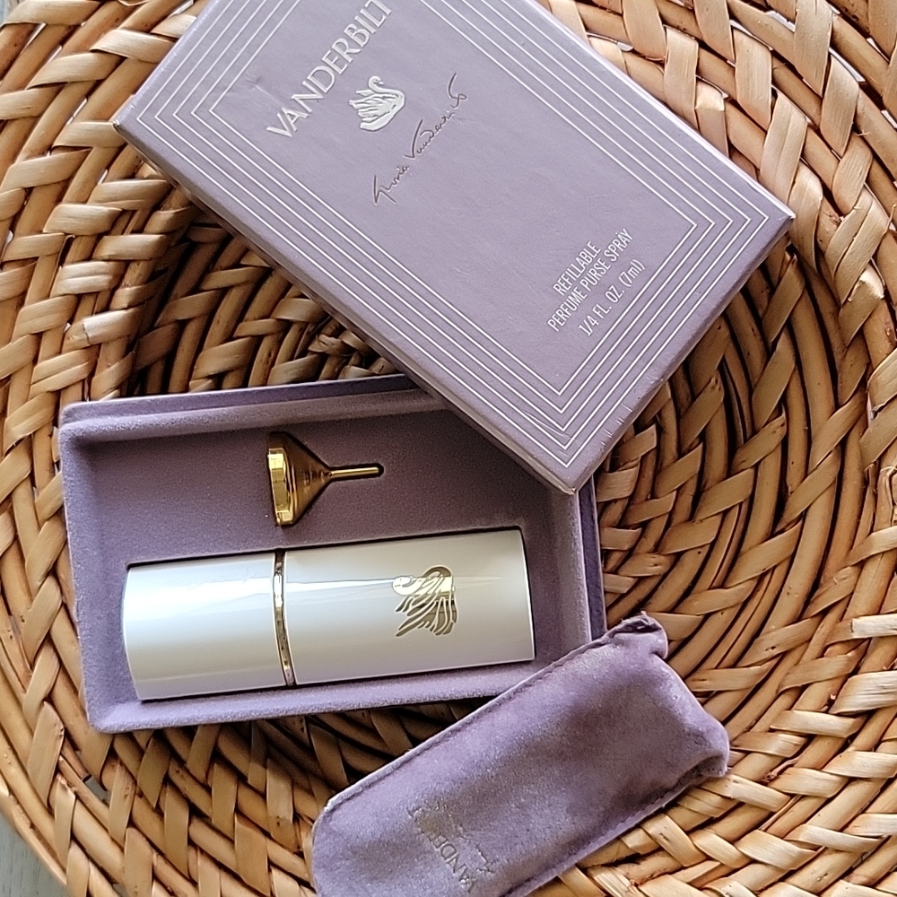Vintage GLORIA VANDERBILT REFILLABLE  PERFUME PURSE TRAVEL SPRAY BOTTLE FUNNEL